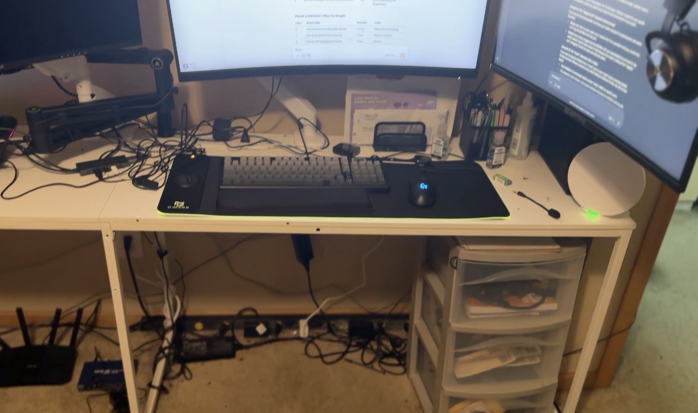 Cable mess before organization